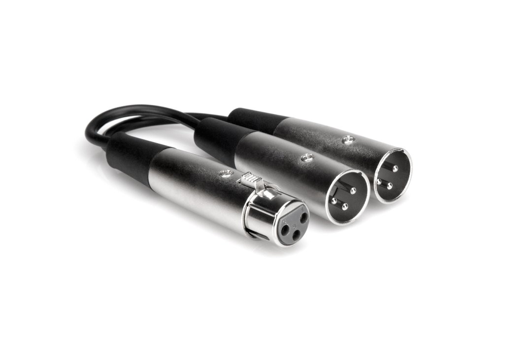 Hosa YXM-121 Y Cable XLR3F to Dual XLR3M. 6"