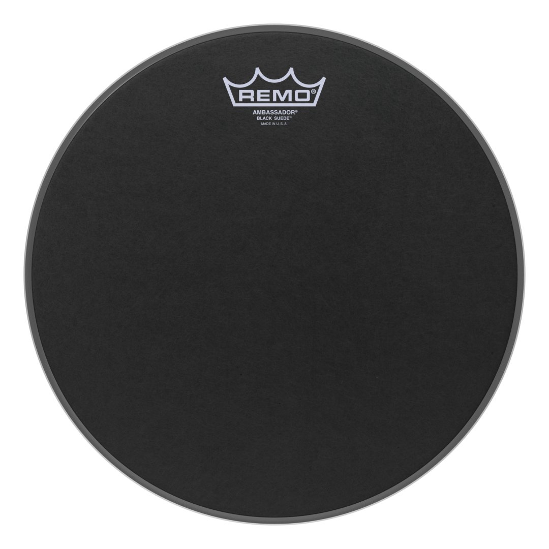 Remo BA-0812-ES Ambassador Black Suede Drumhead. 12"