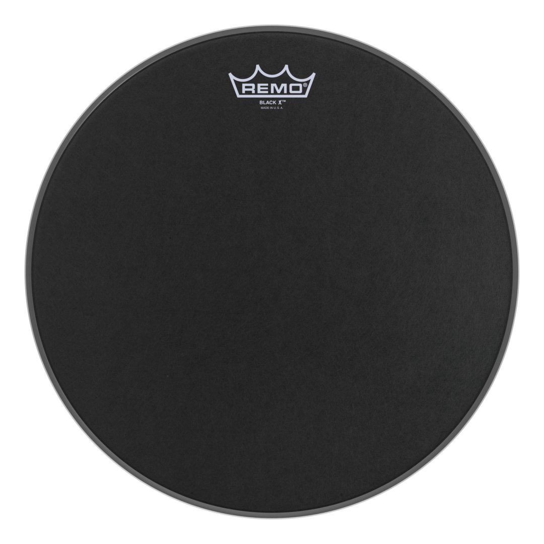 Remo BX-0814-10 Emperor X Black Suede Snare Drumhead Bottom Black Dot.
