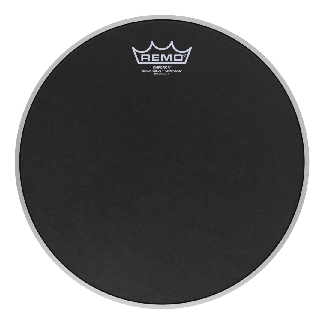 Remo ES-0812-MP Emperor Black Suede Crimplock Tenor Drumhead. 12"
