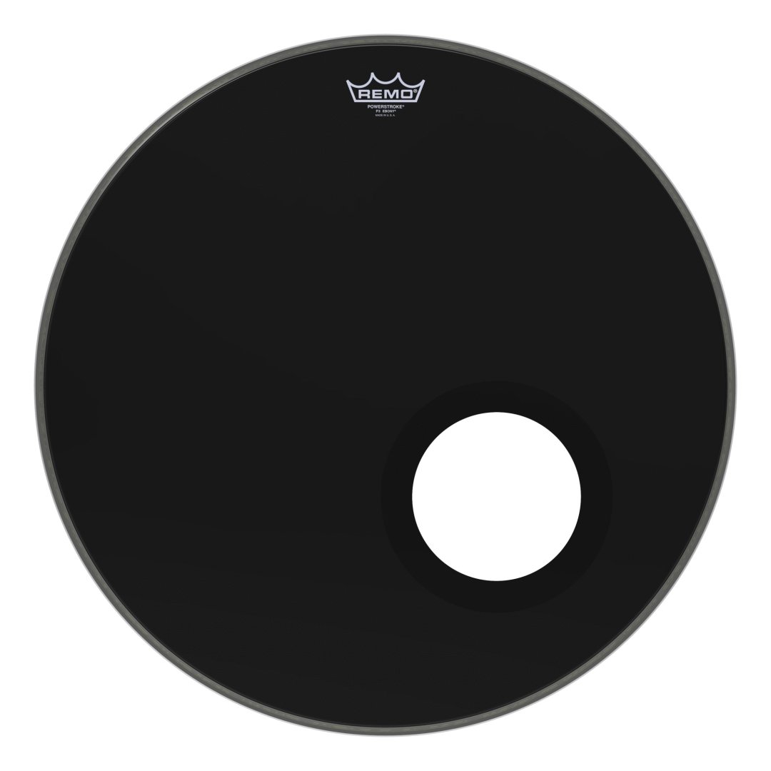 Remo P3-1022-ES-DM Powerstroke P3 Ebony Bass Drumhead. Black Dynamo 22