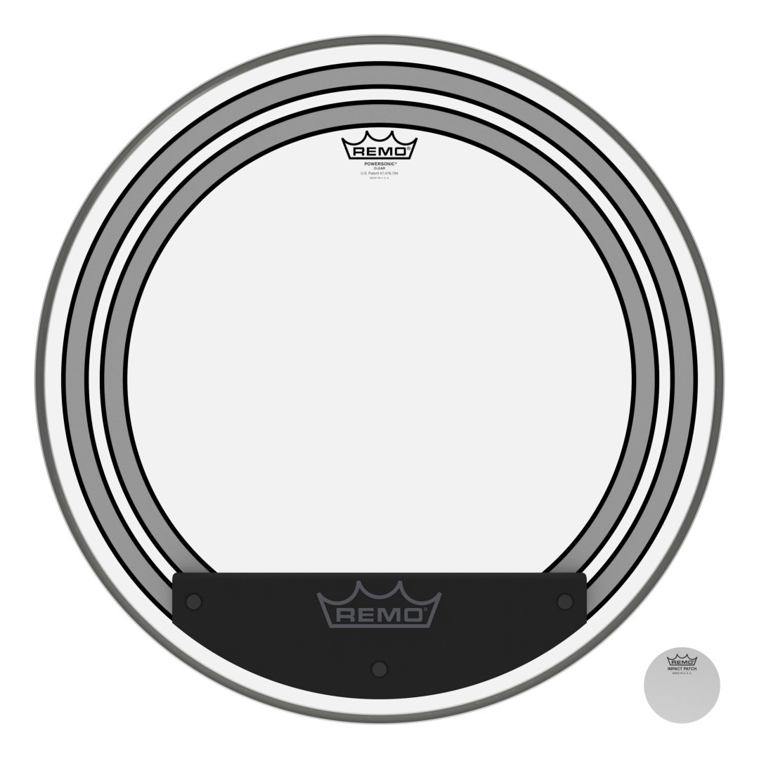 Remo PW-1322-00 Powersonic Clear Bass Drumhead. 22"