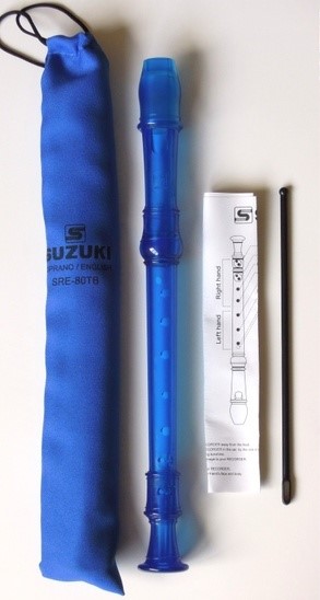 Suzuki SRE-80TB 3-Piece English Recorder. Blue