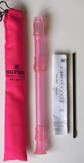 Suzuki SRE-80TP 3-Piece English Recorder. Pink