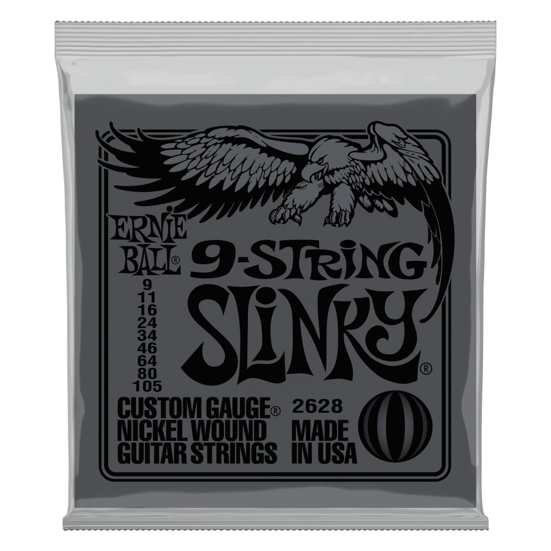 Ernie Ball Slinky 9-String Nickel Wound Electric Guitar Strings 3 Pack - 9-105 Gauge