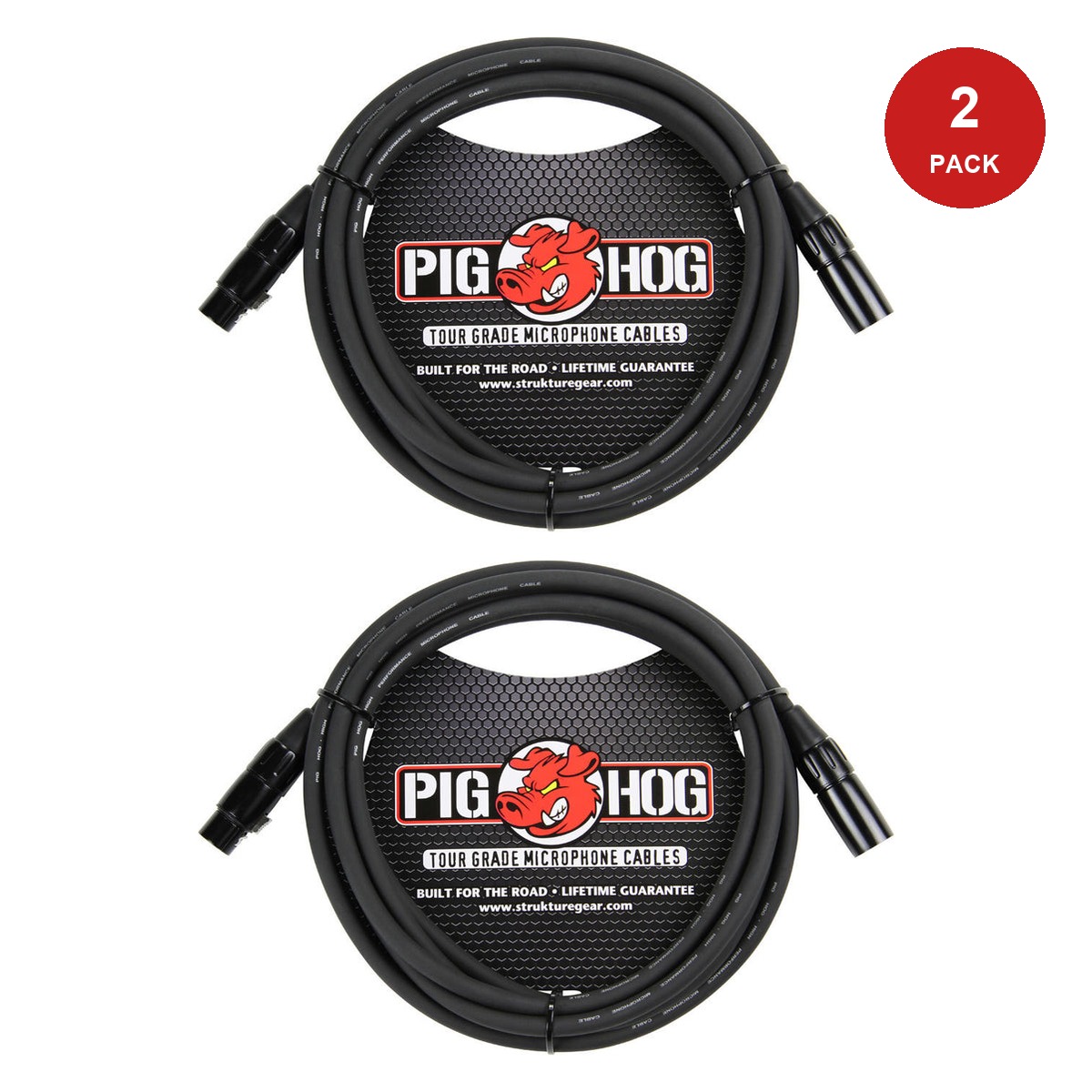 Pig Hog PHM High Performance 8mm XLR Microphone Cable 2 Pack - 15'