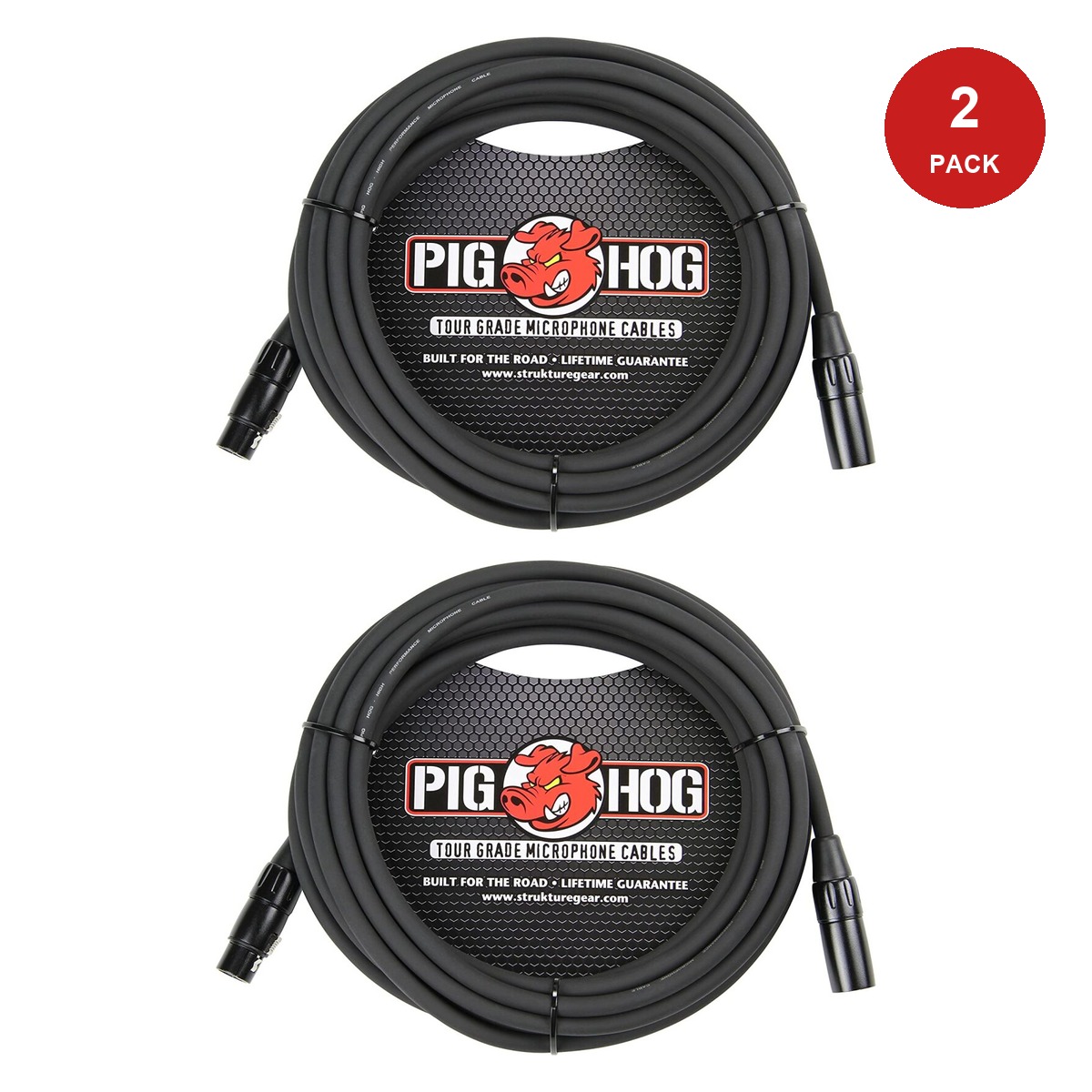 Pig Hog PHM High Performance 8mm XLR Microphone Cable 2 Pack - 30'